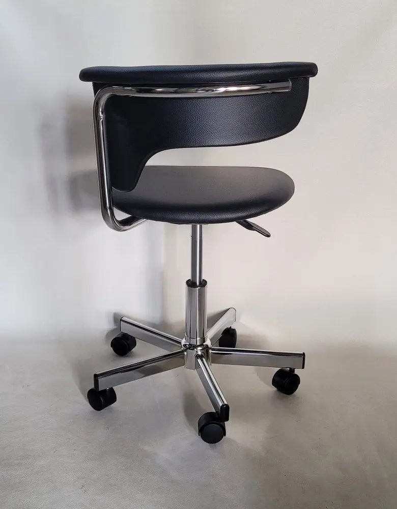 Black and Silver Adjustable Height Swivel Rolling Conference Office Chair - NOBLE HOME INTERIORS