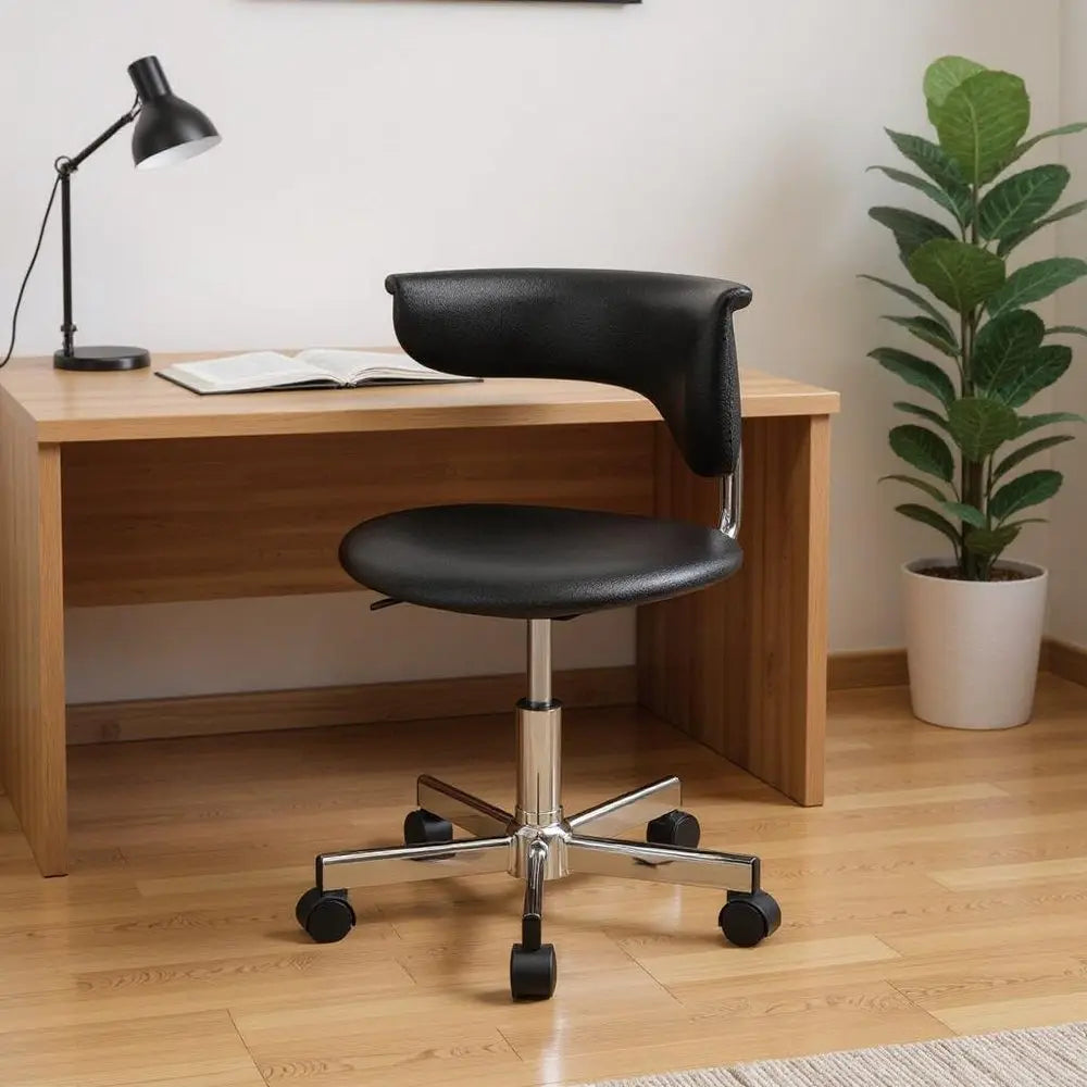 Black and Silver Adjustable Height Swivel Rolling Conference Office Chair - NOBLE HOME INTERIORS