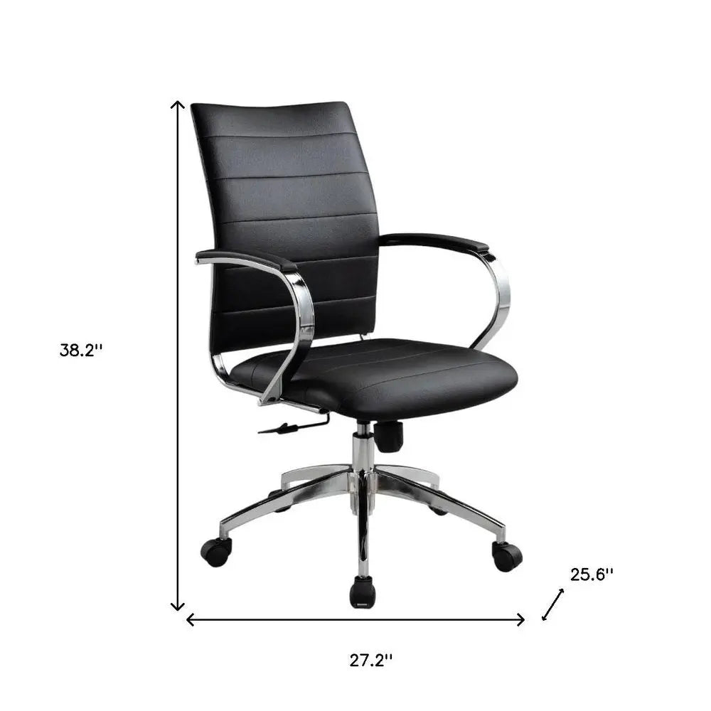 Black and Silver Adjustable Height Swivel Rolling Office Chair - NOBLE HOME INTERIORS