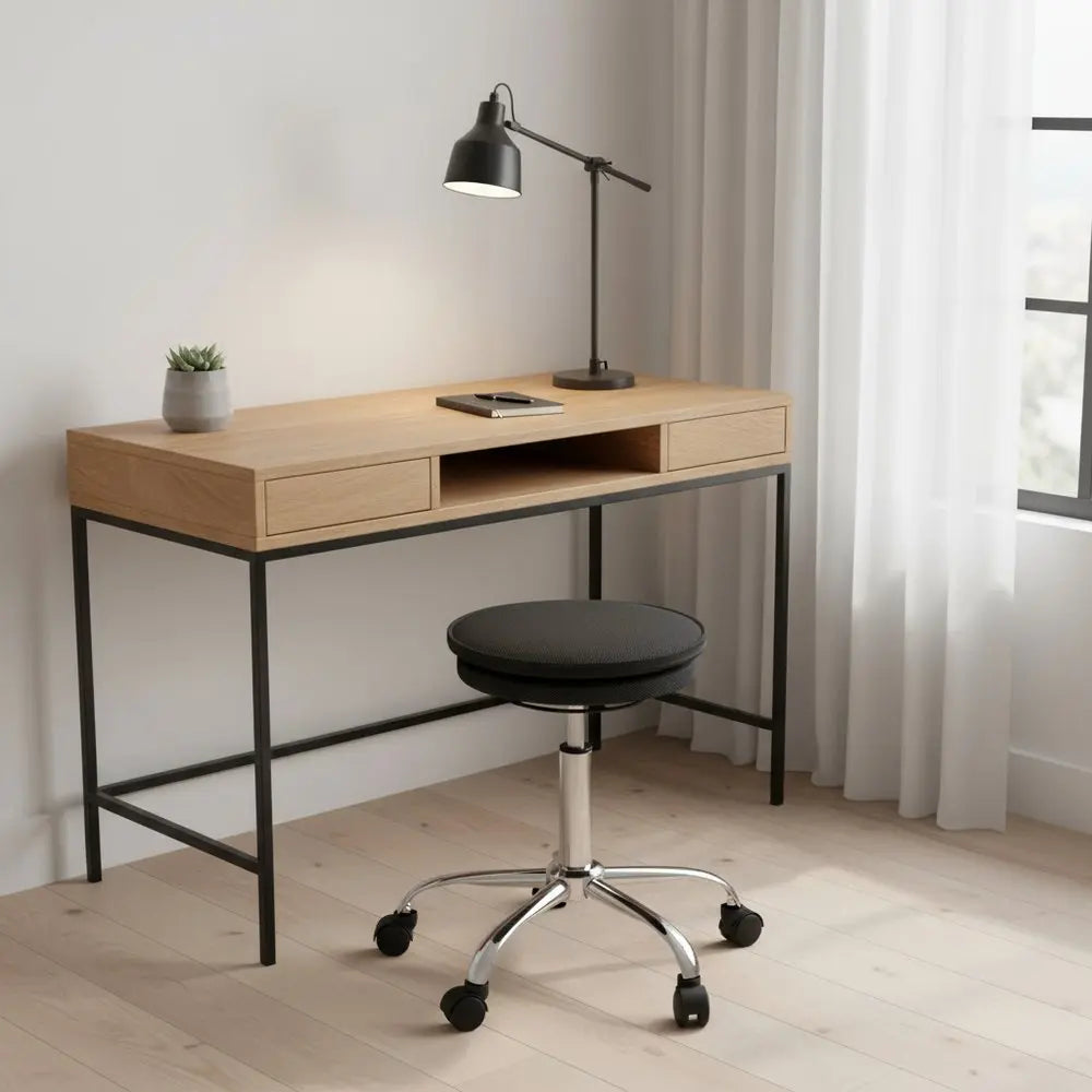 Black and Silver Adjustable Height Swivel Rolling Office Chair - NOBLE HOME INTERIORS