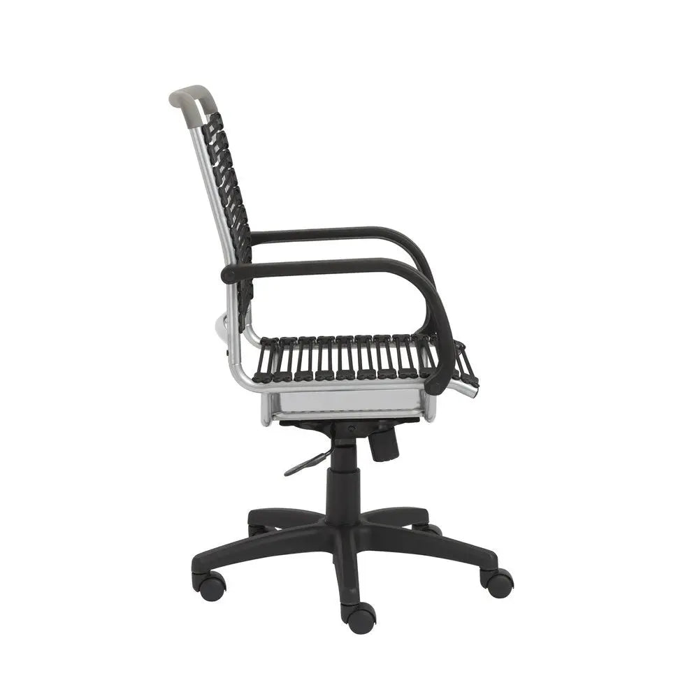Black and Silver Adjustable Swivel Bungee Rolling Office Chair - NOBLE HOME INTERIORS