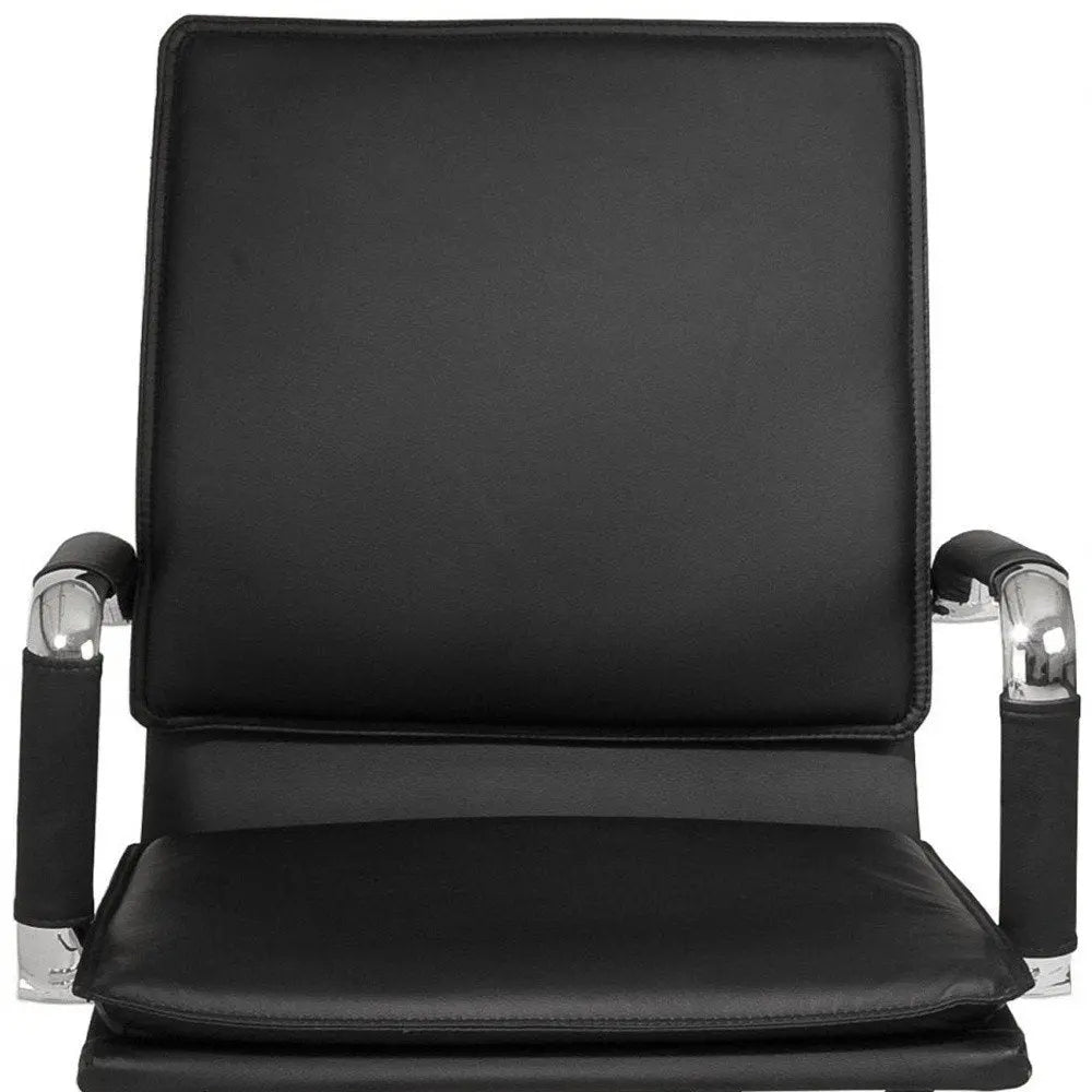 Black and Silver Adjustable Swivel Faux Leather Rolling Conference Office Chair - NOBLE HOME INTERIORS