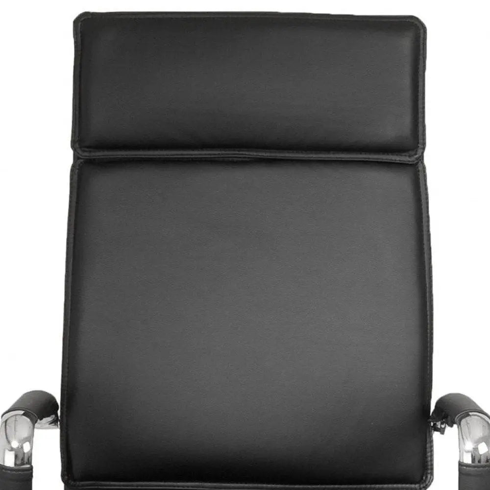 Black and Silver Adjustable Swivel Faux Leather Rolling Executive Office Chair - NOBLE HOME INTERIORS