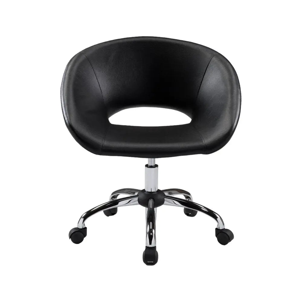 Black and Silver Faux Leather Adjustable Height Swivel Rolling Office Chair - NOBLE HOME INTERIORS