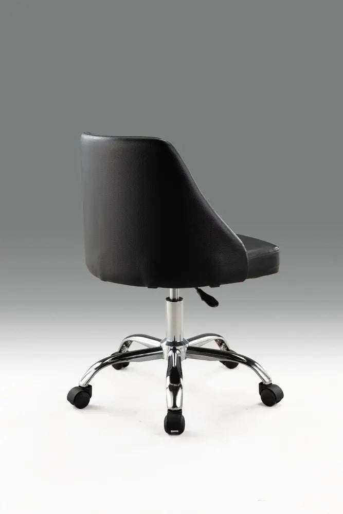 Black and Silver Faux Leather Adjustable Height Swivel Rolling Office Chair - NOBLE HOME INTERIORS