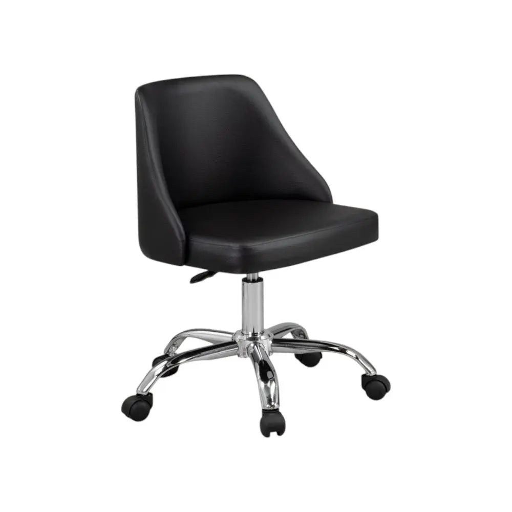 Black and Silver Faux Leather Adjustable Height Swivel Rolling Office Chair - NOBLE HOME INTERIORS