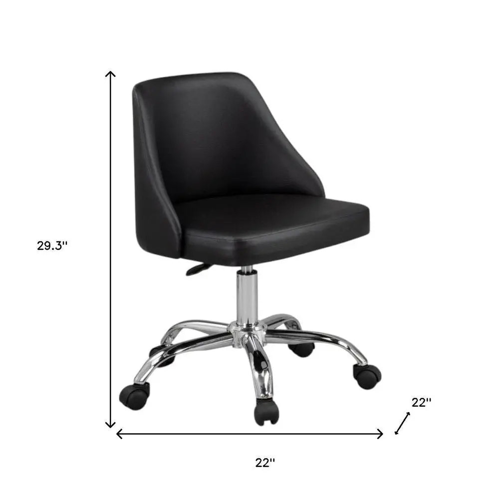 Black and Silver Faux Leather Adjustable Height Swivel Rolling Office Chair - NOBLE HOME INTERIORS