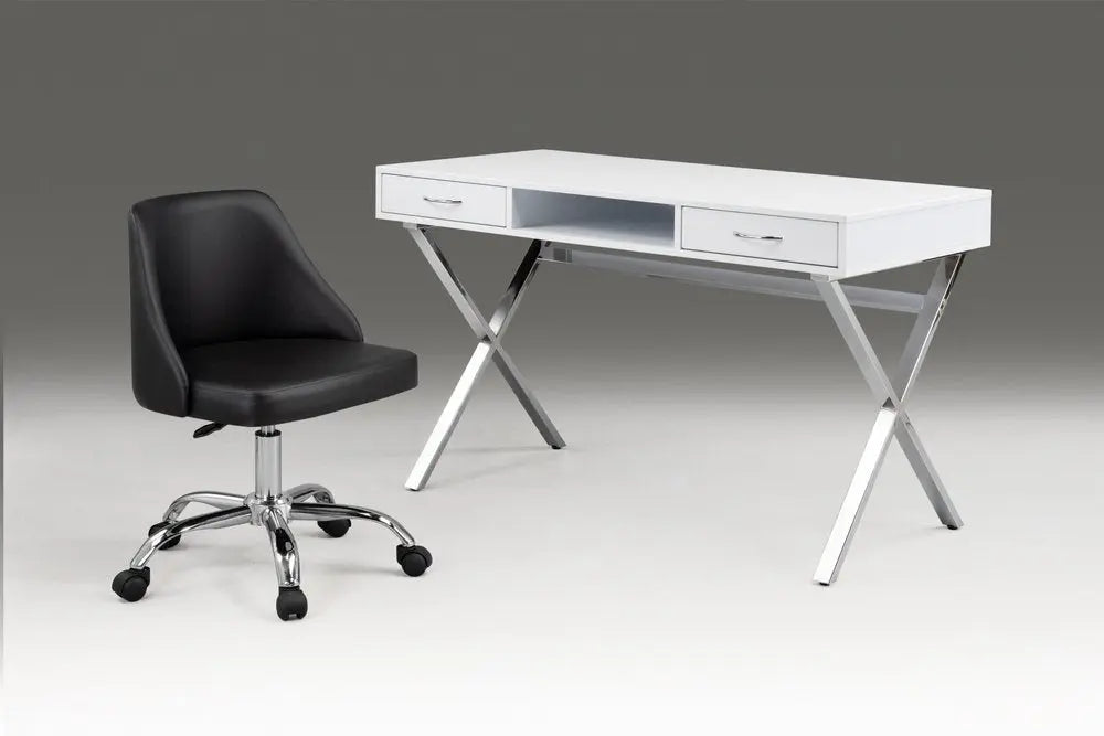 Black and Silver Faux Leather Adjustable Height Swivel Rolling Office Chair - NOBLE HOME INTERIORS