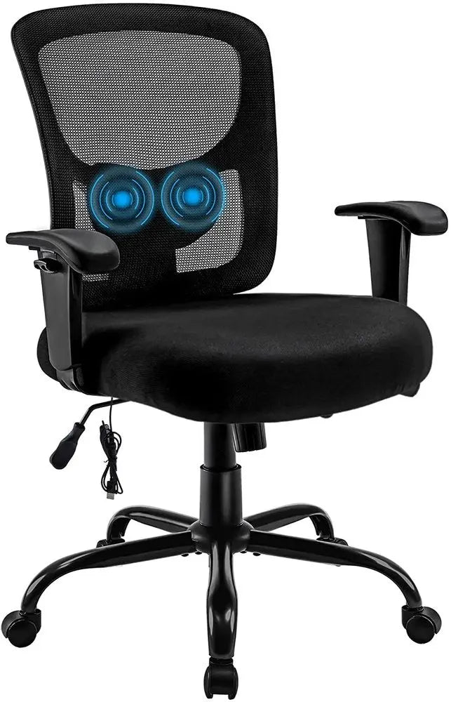 Black Fabric Mesh and Steel Adjustable Swivel Rolling Executive Office Chair - NOBLE HOME INTERIORS