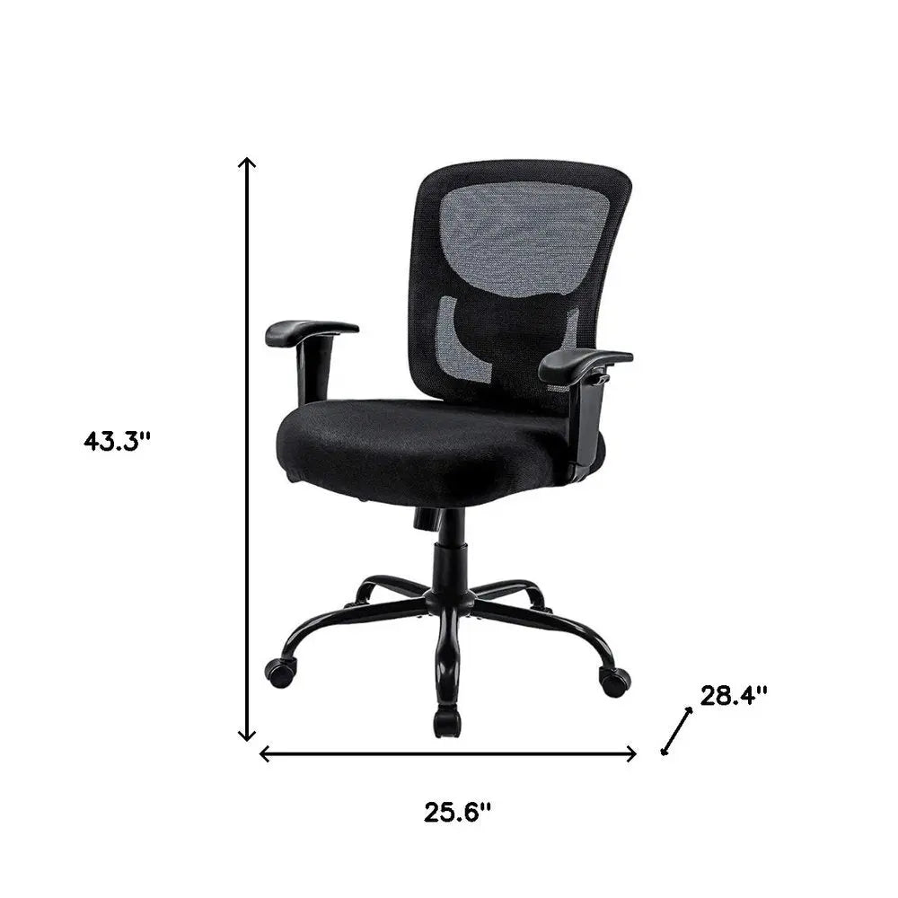 Black Fabric Mesh and Steel Adjustable Swivel Rolling Executive Office Chair - NOBLE HOME INTERIORS