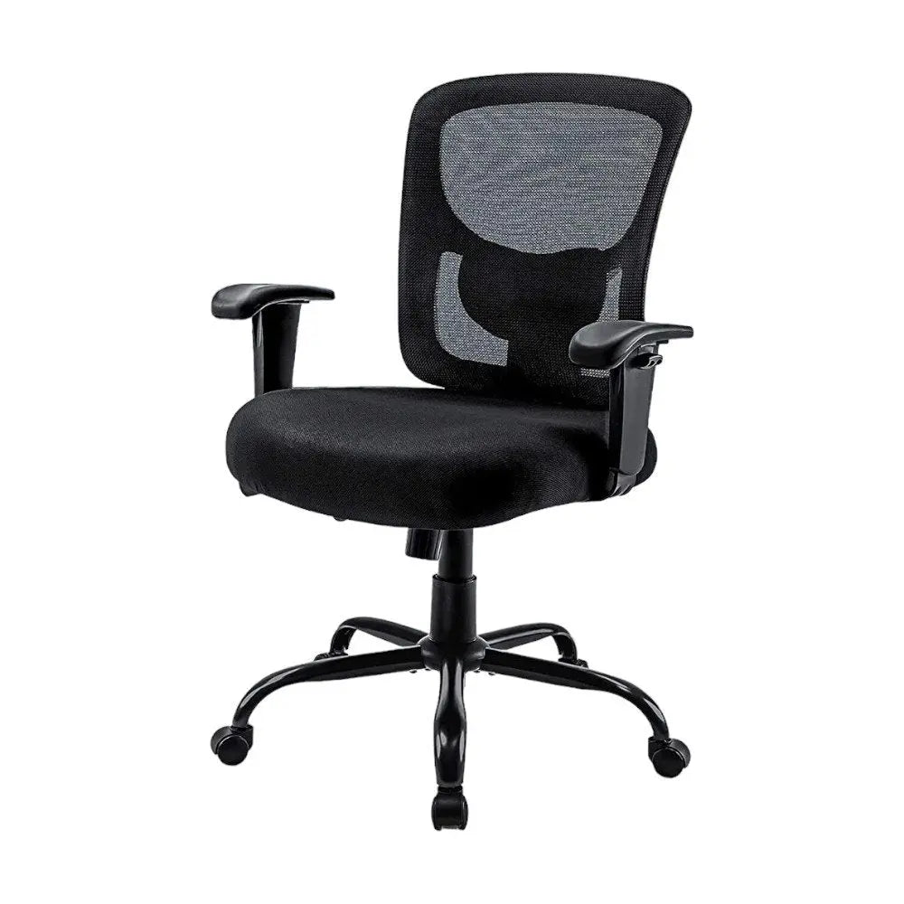 Black Fabric Mesh and Steel Adjustable Swivel Rolling Executive Office Chair - NOBLE HOME INTERIORS