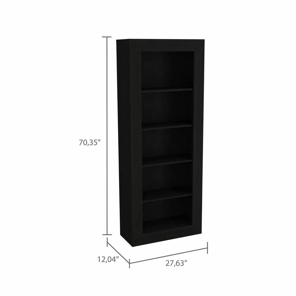 Black Five Tier Bookcase HomeRoots