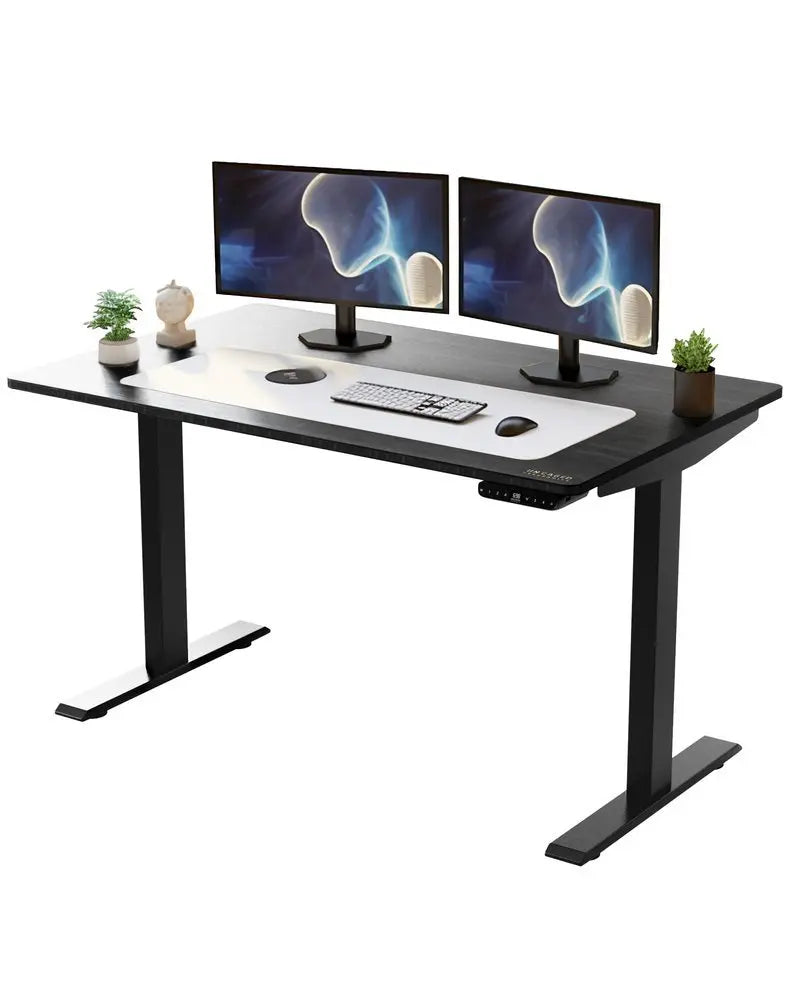 Black on Black 45" Bamboo Dual Motor Electric Office Adjustable Computer Desk - NOBLE HOME INTERIORS