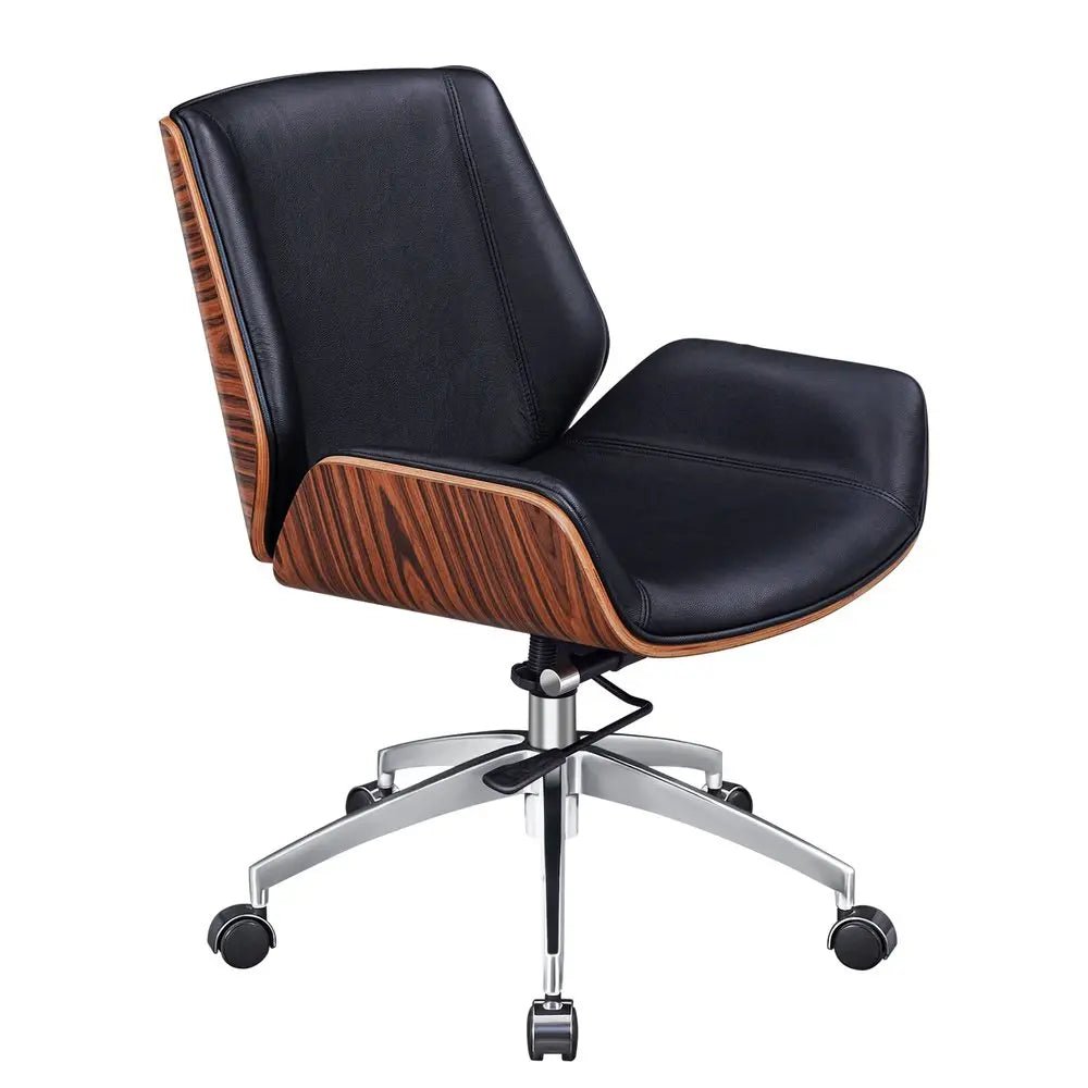 Black Rosewood and Silver Adjustable Height Swivel Rolling Conference Office Chair HomeRoots