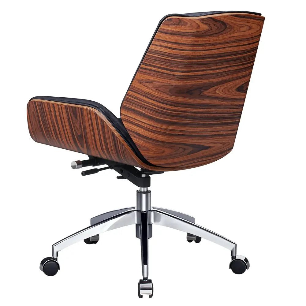 Black Rosewood and Silver Adjustable Height Swivel Rolling Conference Office Chair HomeRoots