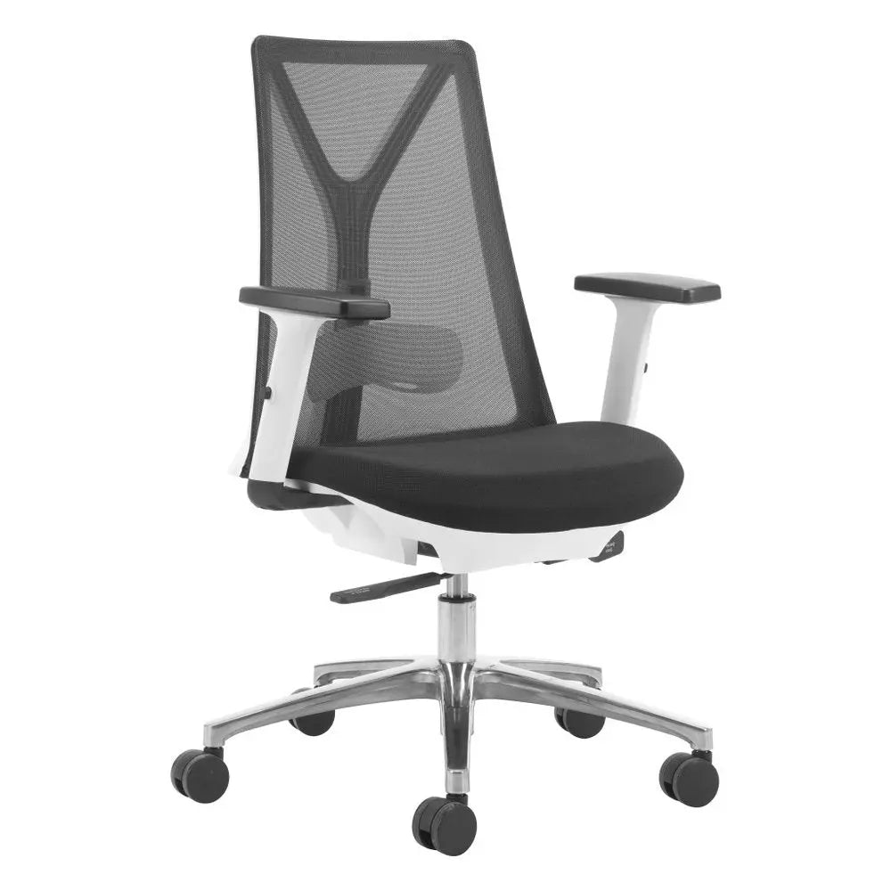 Black Silver and White Adjustable Height Swivel Rolling Office Chair - NOBLE HOME INTERIORS