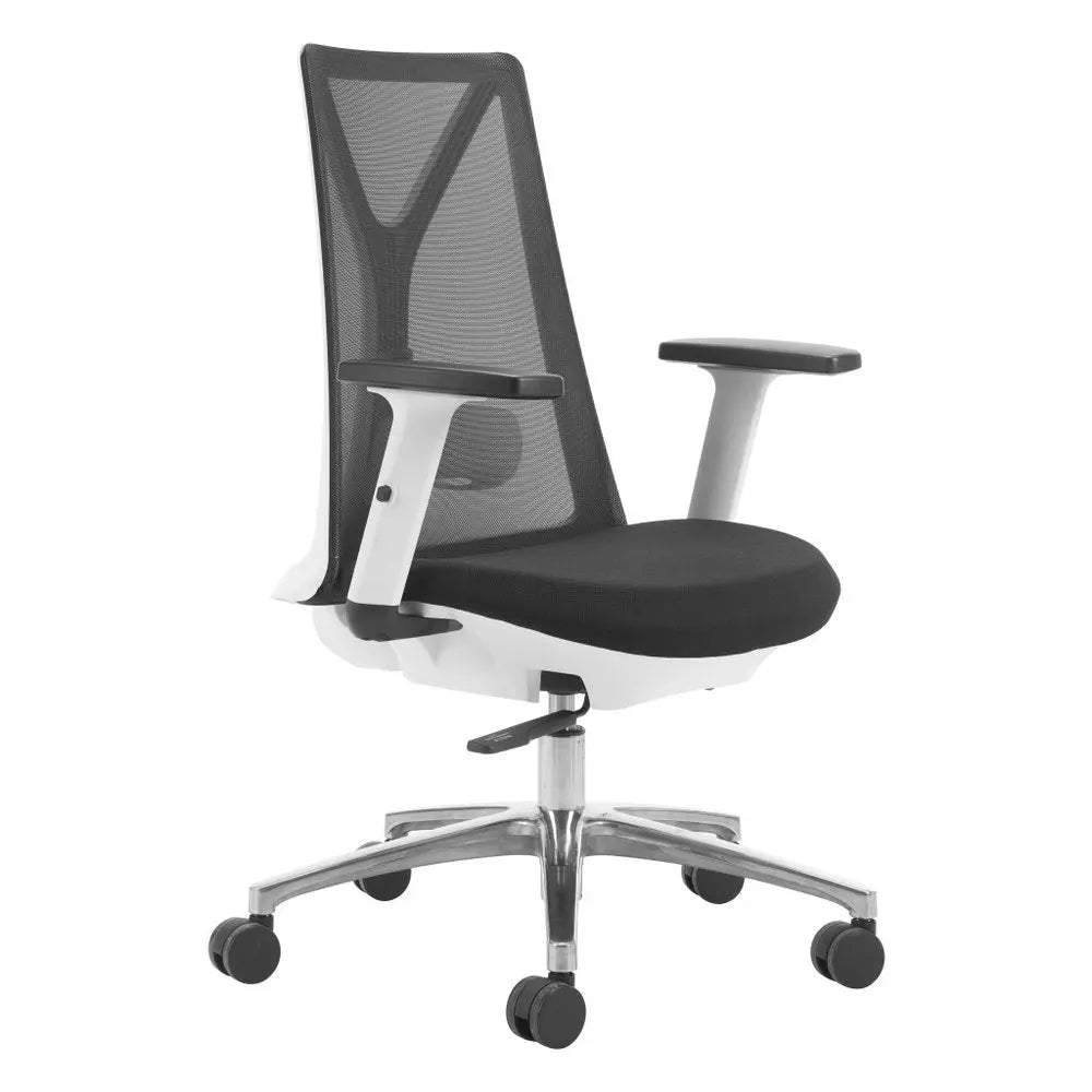 Black Silver and White Adjustable Height Swivel Rolling Office Chair - NOBLE HOME INTERIORS