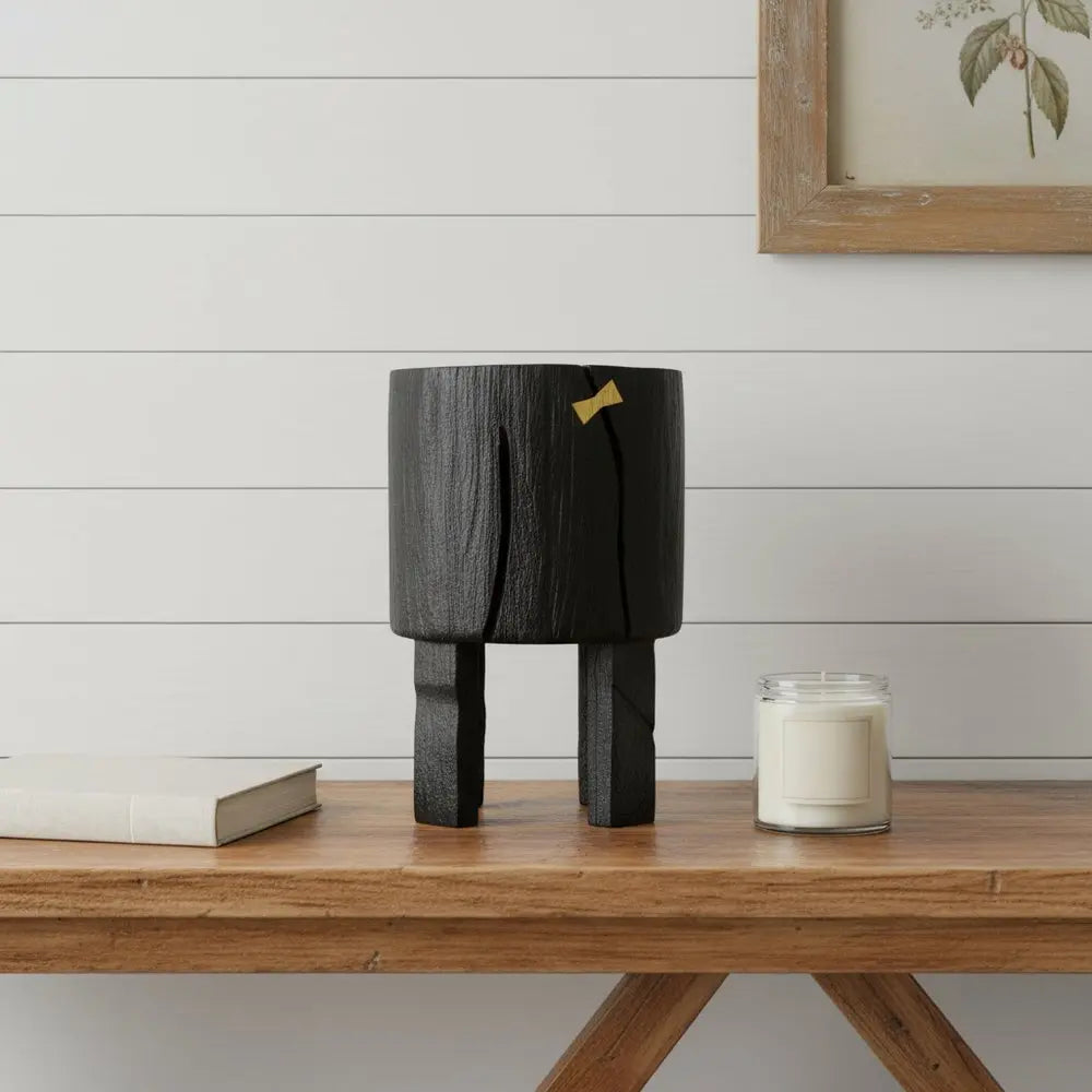 Black Wood Pot Planter - NOBLE HOME INTERIORS