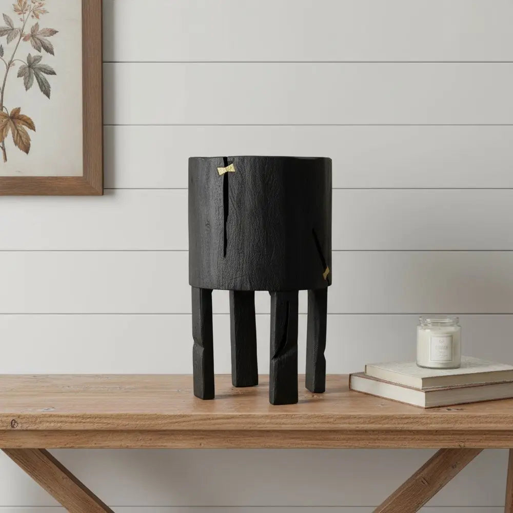 Black Wood Pot Planter - NOBLE HOME INTERIORS