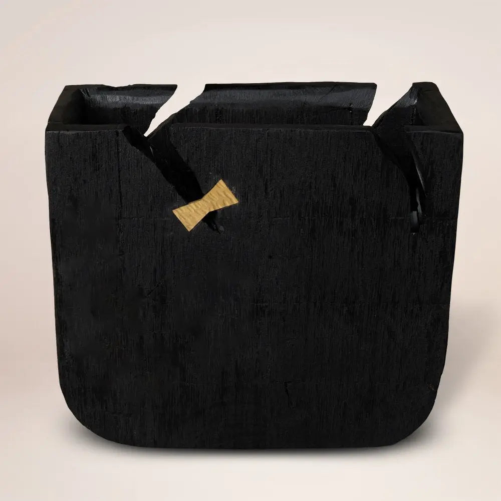 Black Wood Square Pot Planter - NOBLE HOME INTERIORS