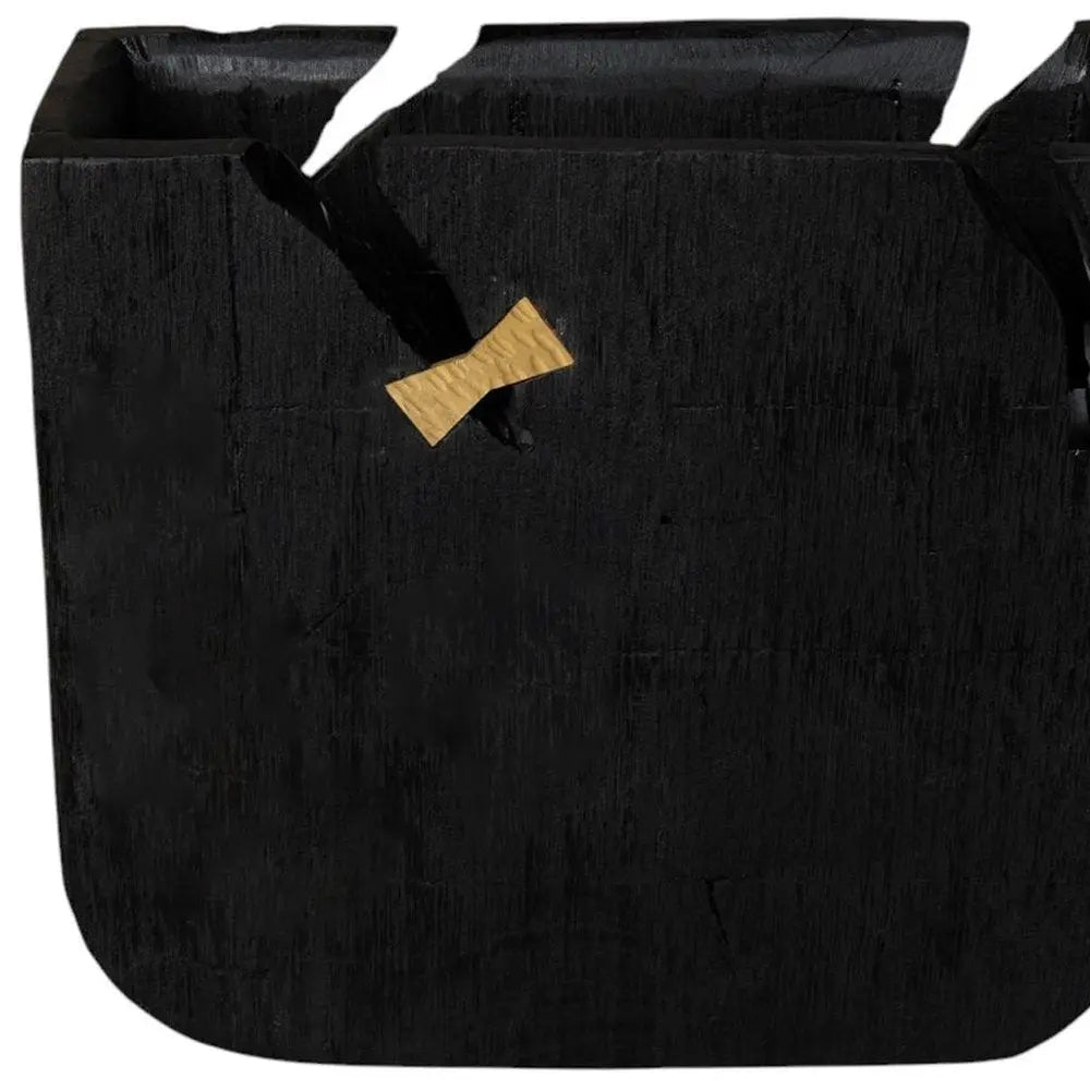 Black Wood Square Pot Planter - NOBLE HOME INTERIORS