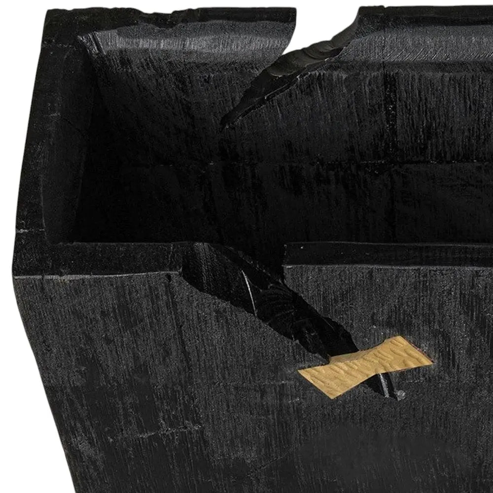 Black Wood Square Pot Planter - NOBLE HOME INTERIORS