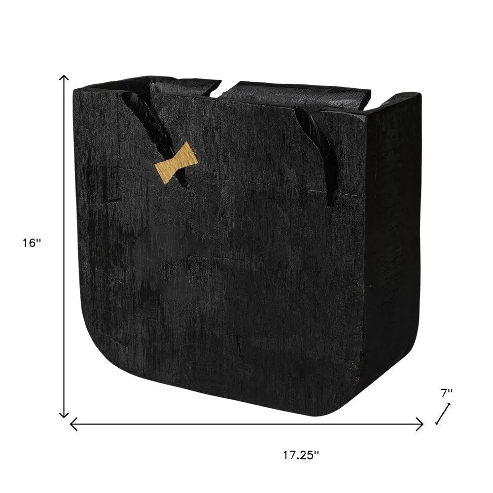 Black Wood Square Pot Planter - NOBLE HOME INTERIORS