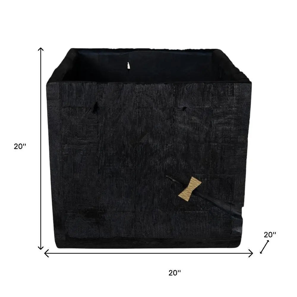 Black Wood Square Pot Planter - NOBLE HOME INTERIORS