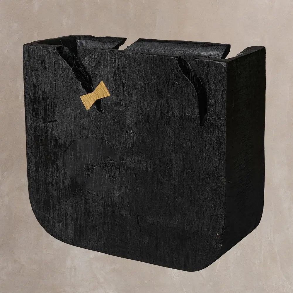 Black Wood Square Pot Planter - NOBLE HOME INTERIORS
