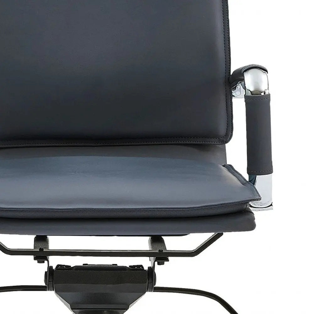 Blue and Silver Adjustable Swivel Faux Leather Rolling Conference Office Chair - NOBLE HOME INTERIORS