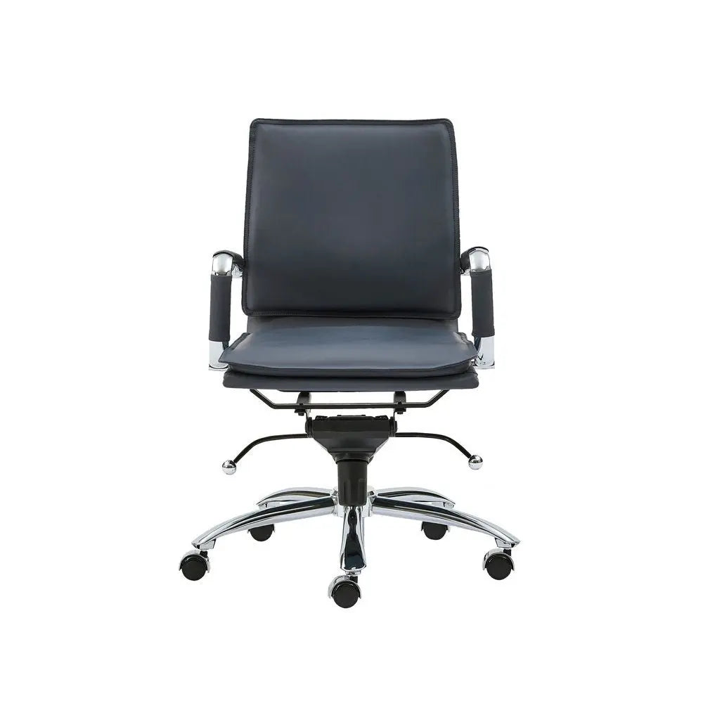 Blue and Silver Adjustable Swivel Faux Leather Rolling Conference Office Chair - NOBLE HOME INTERIORS