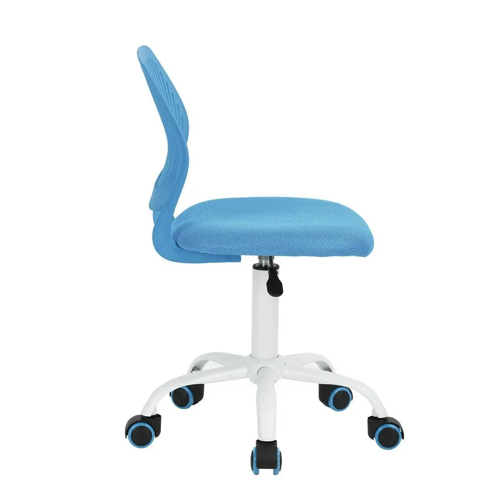 Blue and White Adjustable Height Swivel Rolling Office Chair - NOBLE HOME INTERIORS