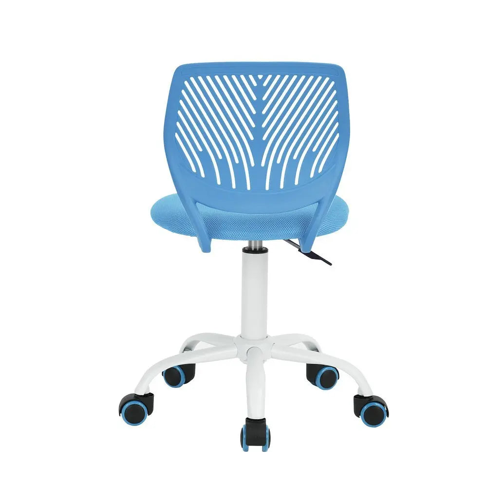 Blue and White Adjustable Height Swivel Rolling Office Chair - NOBLE HOME INTERIORS