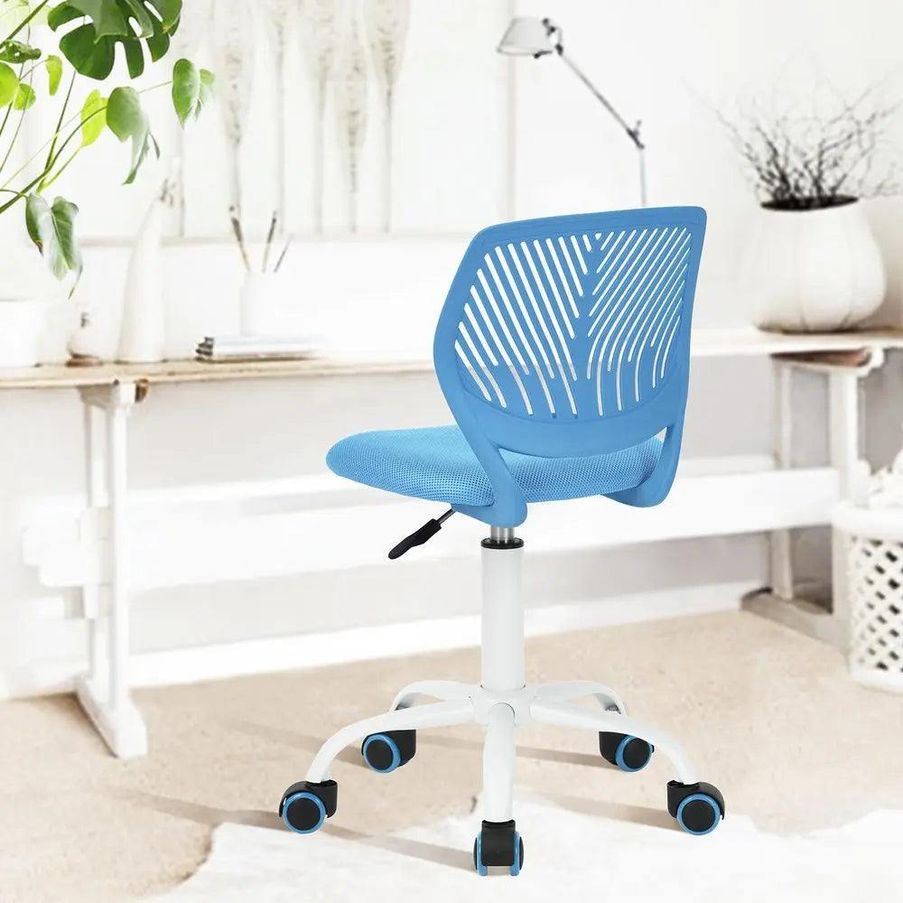 Blue and White Adjustable Height Swivel Rolling Office Chair - NOBLE HOME INTERIORS