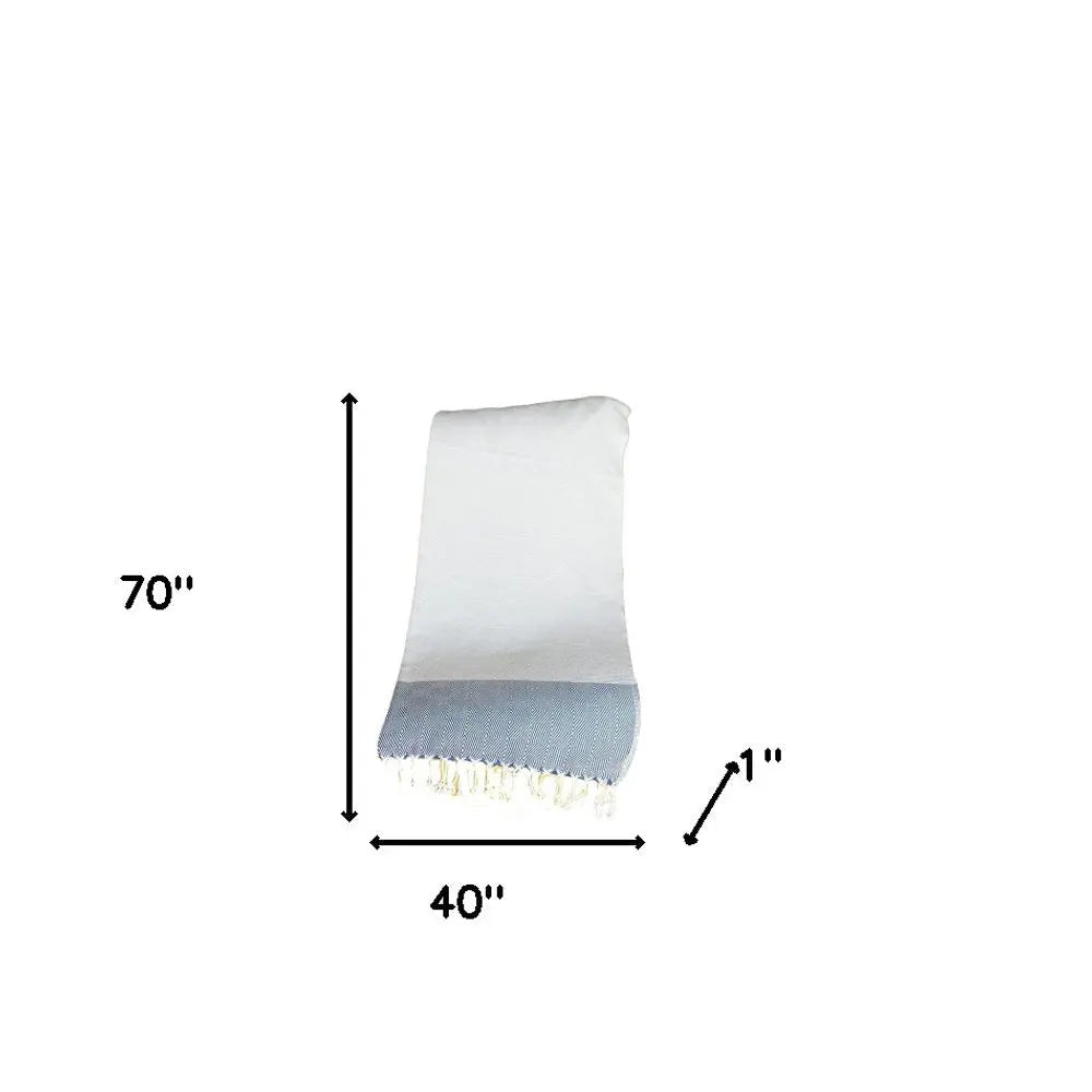 Blue And White Squares And Stripes Turkish Towel Or Throw Blanket - NOBLE HOME INTERIORS