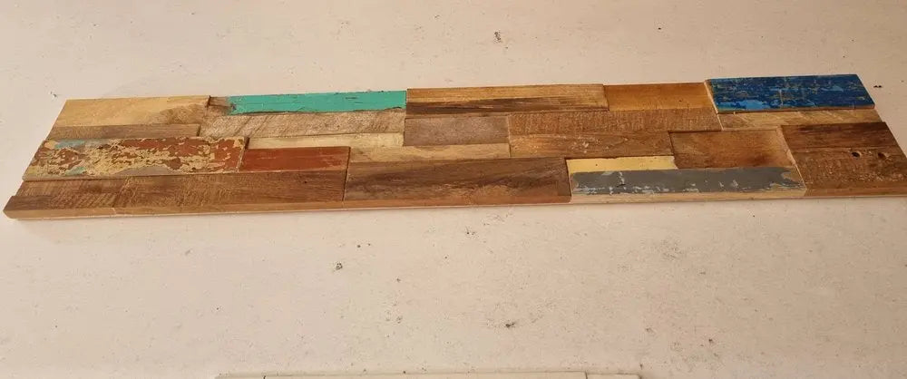 Blue Natural And Navy Blue 3D Embossed Teak Decorative Wall Panel - NOBLE HOME INTERIORS