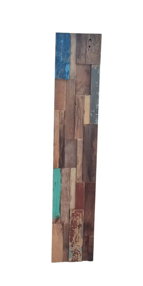 Blue Natural And Navy Blue 3D Embossed Teak Decorative Wall Panel - NOBLE HOME INTERIORS