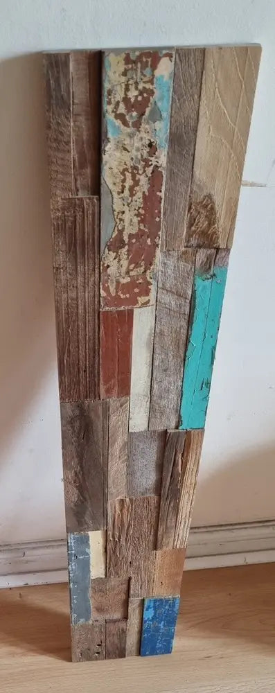 Blue Natural And Navy Blue 3D Embossed Teak Decorative Wall Panel - NOBLE HOME INTERIORS