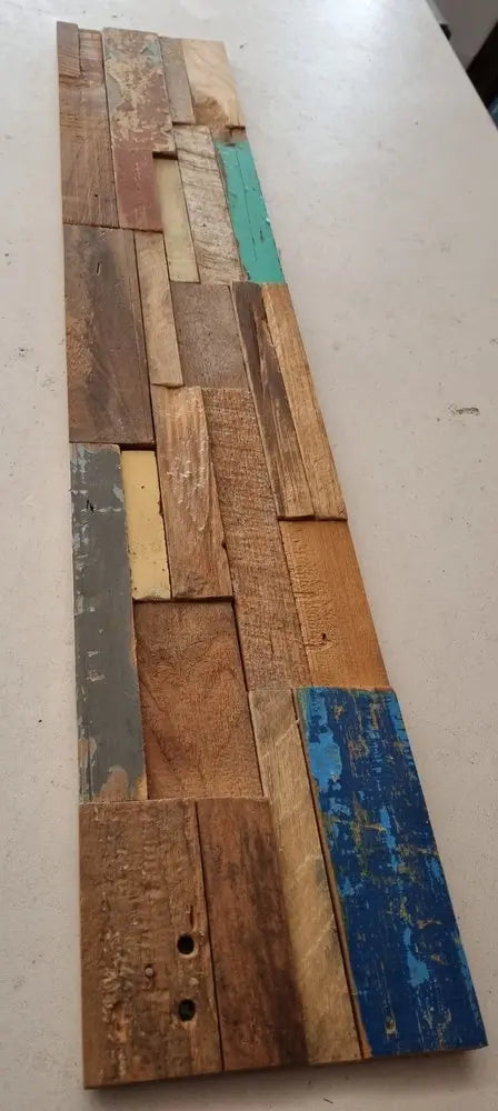 Blue Natural And Navy Blue 3D Embossed Teak Decorative Wall Panel - NOBLE HOME INTERIORS