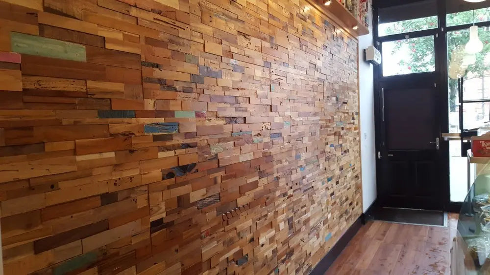 Blue Natural And Navy Blue 3D Embossed Teak Decorative Wall Panel - NOBLE HOME INTERIORS