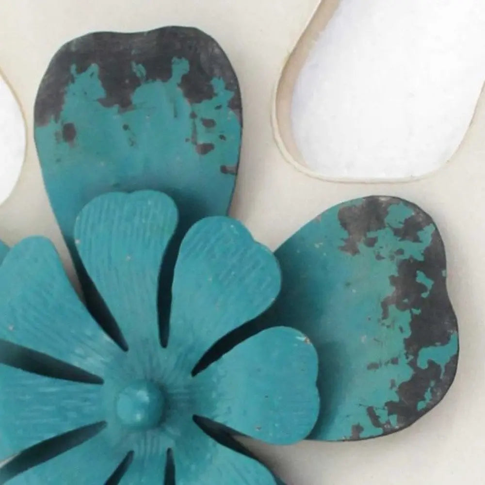 Blue Wood Hanging Dimensional Sculpture - NOBLE HOME INTERIORS