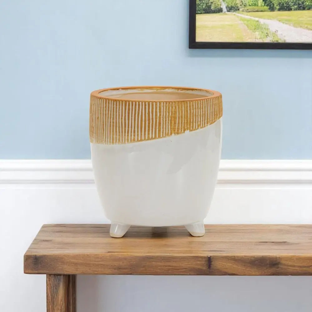 Brown 10 Ounce Round Pot Planter No additional pieces included - NOBLE HOME INTERIORS