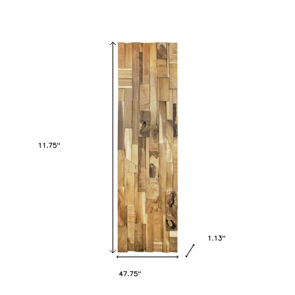 Brown 3D Embossed Abstract Teak Reclaimed Wood Decorative Wall Panels - NOBLE HOME INTERIORS