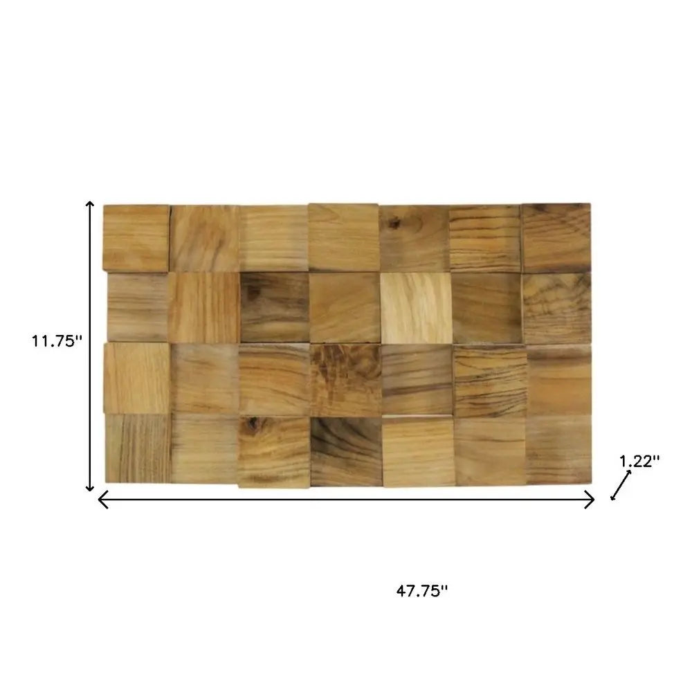 Brown 3D Embossed Block Teak Reclaimed Wood Decorative Wall Panels - NOBLE HOME INTERIORS