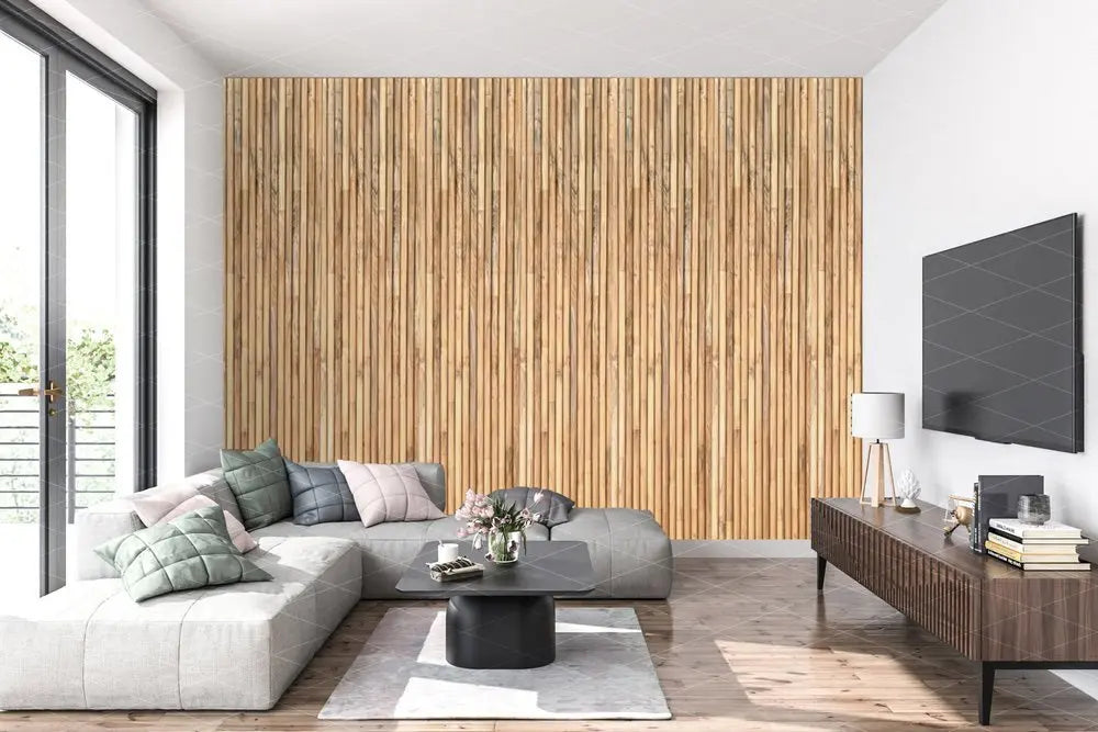 Brown 3D Embossed Striped Teak Reclaimed Wood Decorative Wall Panels - NOBLE HOME INTERIORS