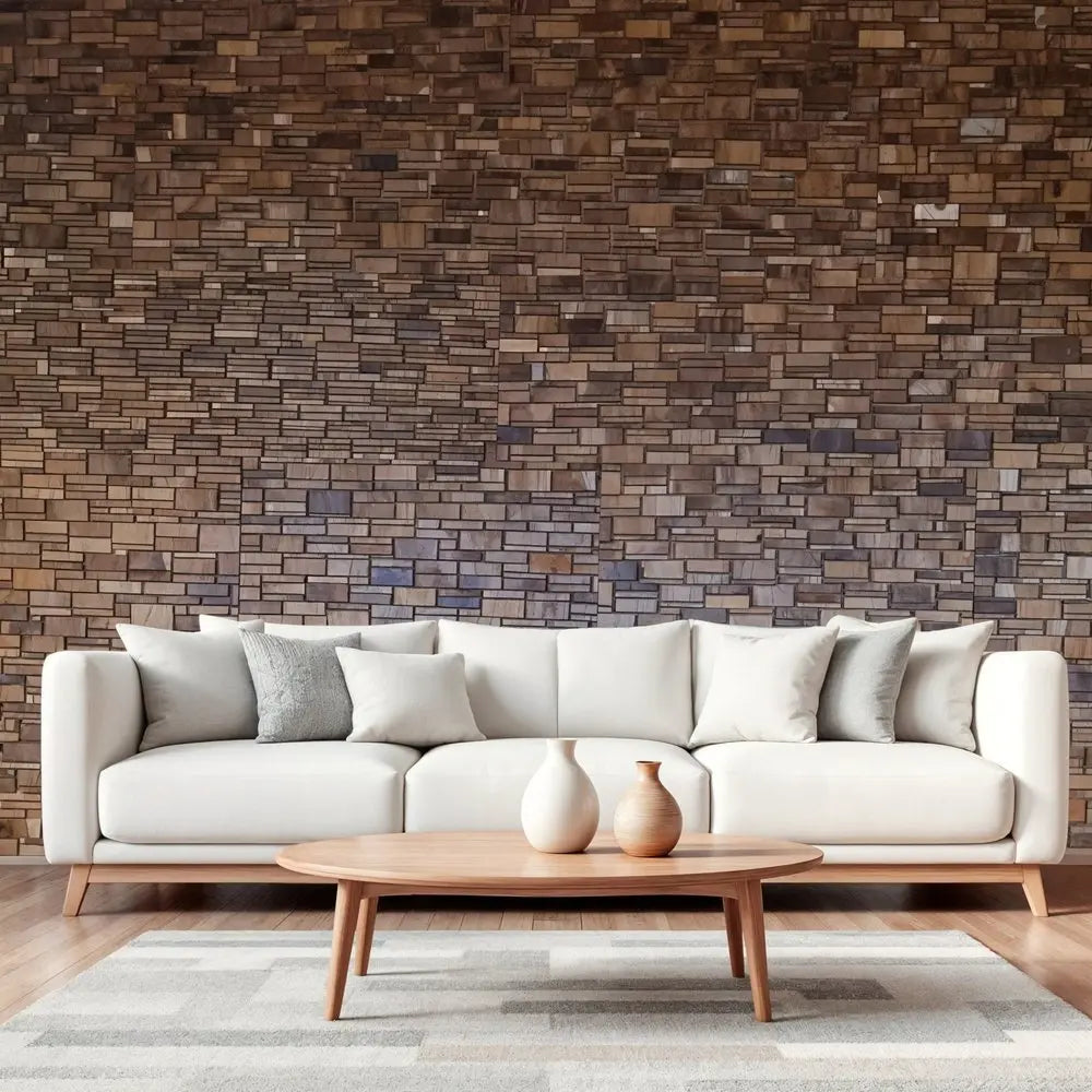 Brown 3D Embossed Teak Reclaimed Wood Decorative Wall Panel - NOBLE HOME INTERIORS