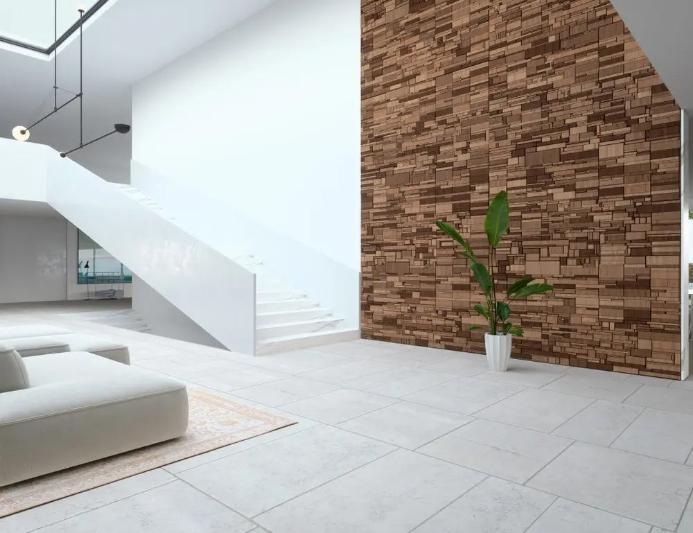 Brown 3D Embossed Teak Reclaimed Wood Decorative Wall Panel - NOBLE HOME INTERIORS