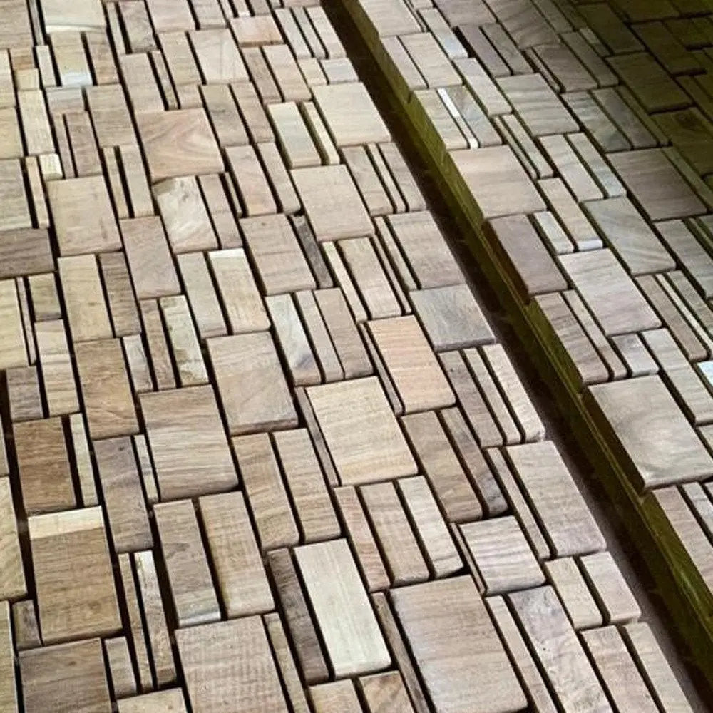 Brown 3D Embossed Teak Reclaimed Wood Decorative Wall Panel - NOBLE HOME INTERIORS