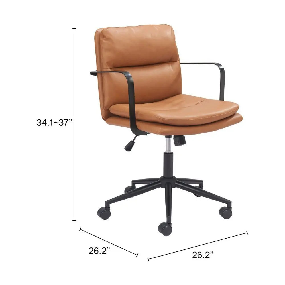 Brown and Black Adjustable Height Swivel Rolling Office Chair - NOBLE HOME INTERIORS