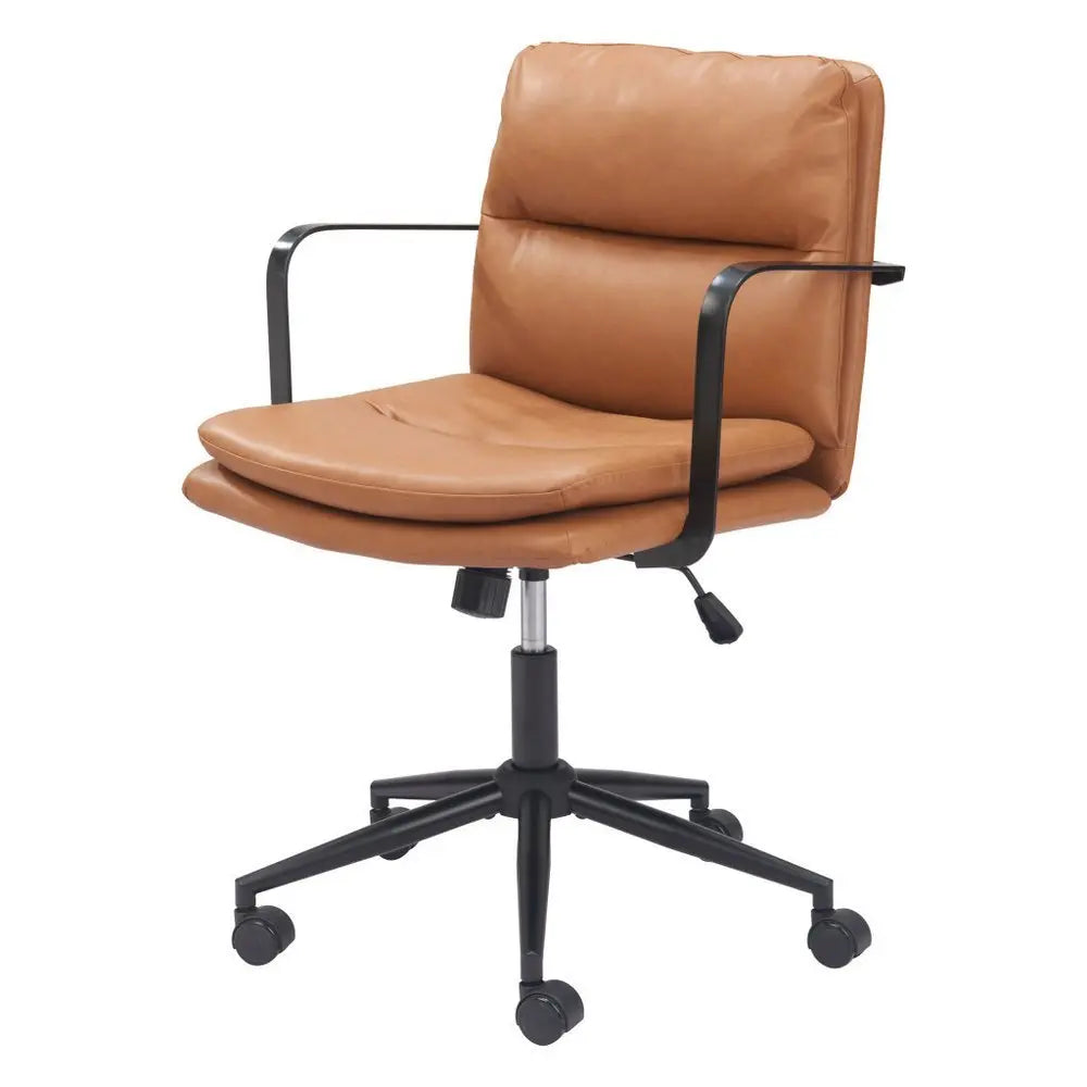 Brown and Black Adjustable Height Swivel Rolling Office Chair - NOBLE HOME INTERIORS
